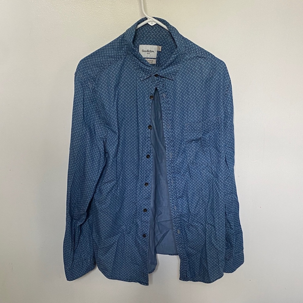 Goodfellow & Co Men's Patterned Blue Shirt Jacket